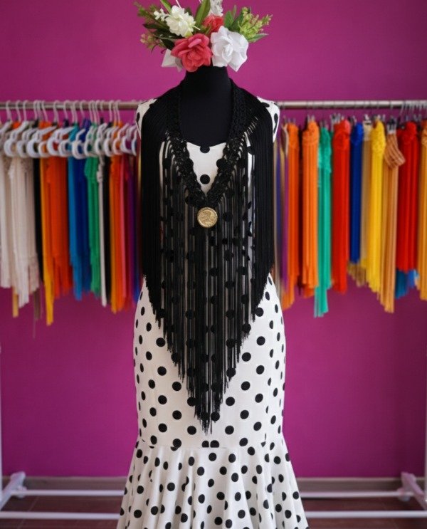 Producto - Tira De Flecos Para Escote Recta 100 Cm Negro