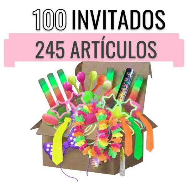 Producto - Combo Luminoso para 100 Invitados Ideal Fiesta de 15 con 245 Artículos