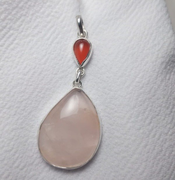 Producto - Dije cornalina y cuarzo rosa