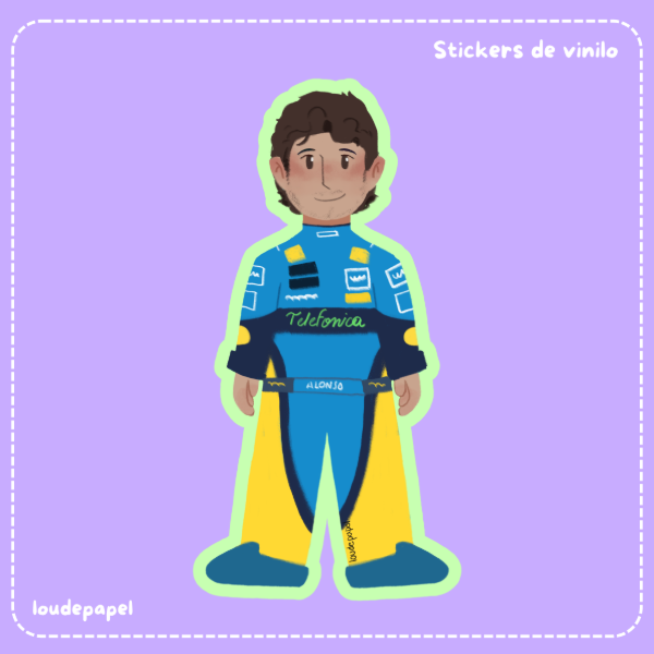 Producto - Mini Fernando Alonso - Reunault F1 - Sticker de Vinilo
