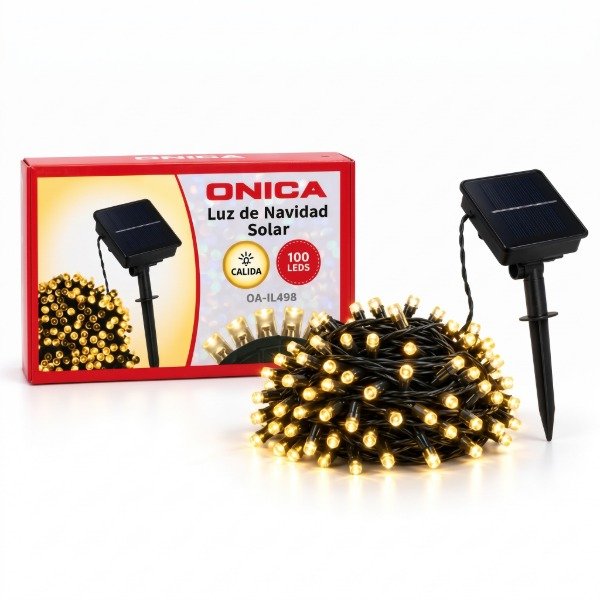 Producto - Luz led CALIDA solar navidad 100LED