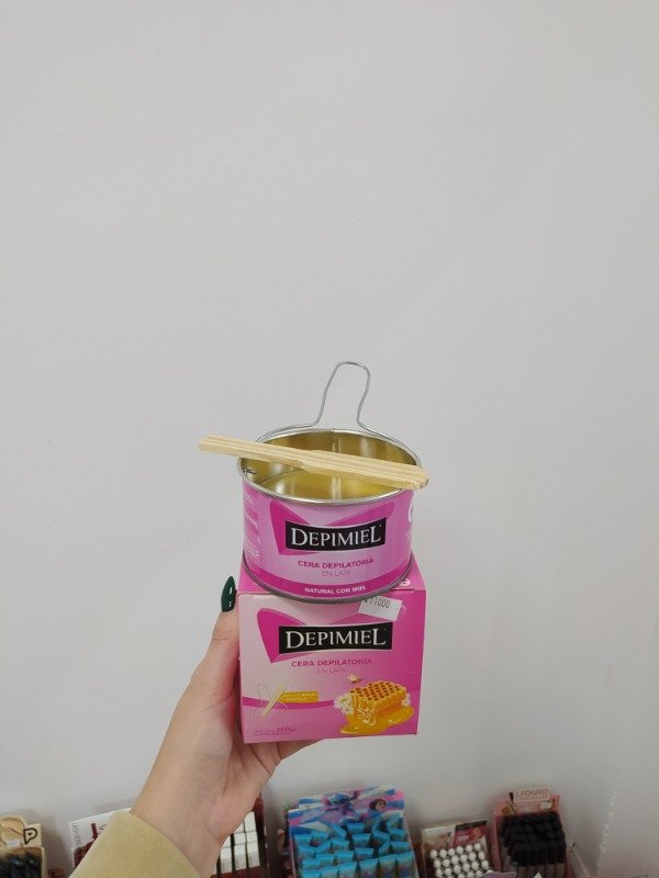 Producto - Cera depilatoria en lata natural con miel con espátula manija