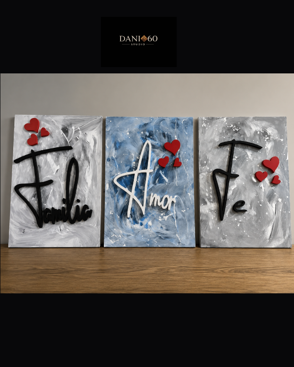 Producto - Tríptico Artesanal Familia, Amor y Fe