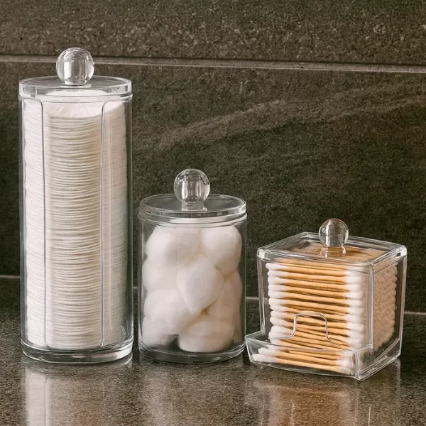 Producto - Set X 3 Organizadores Acrílico Algodón Hisopos Transparente