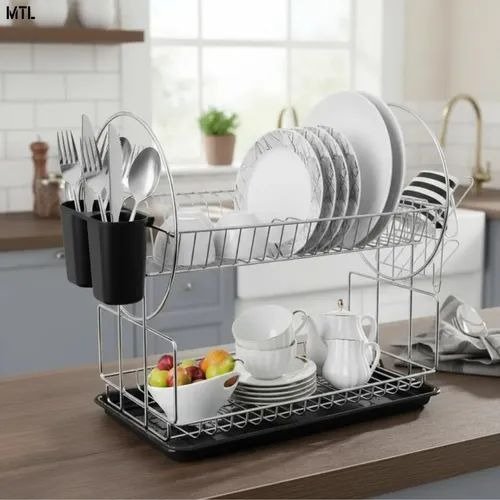 Producto - ESCURRE PLATOS DOBLE ESTANTE METALICO