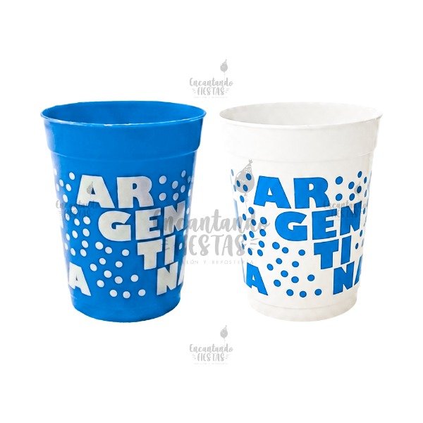 Producto - x10 Vasos Plastico Argentina Blanco y Celeste