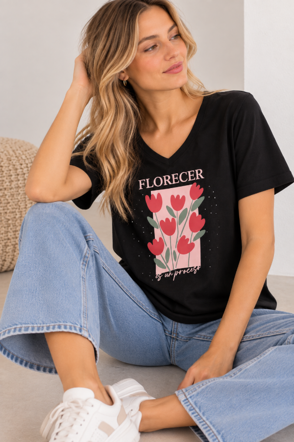 Producto - Remera de Mujer Florecer de Algodón Estampada - KRONE - 1