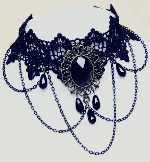 Producto - Gargantilla Goth Colgante Negro Encanje