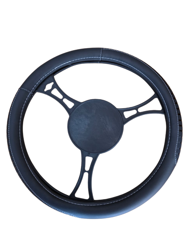 Producto - Cubre Volante Negro C/Costura Blanca Premium 38CM