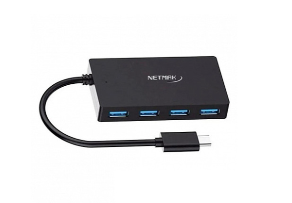 Producto - Hub type-C -4 ports usb -ultra slim -black -Netmak (NM-HUBC)