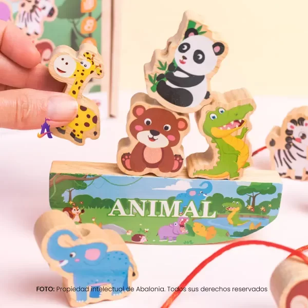 Producto - Jenga animal. Equilibrio y enhebrado. - 0