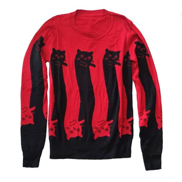 Producto - Sweater Gatitos rojo y negro