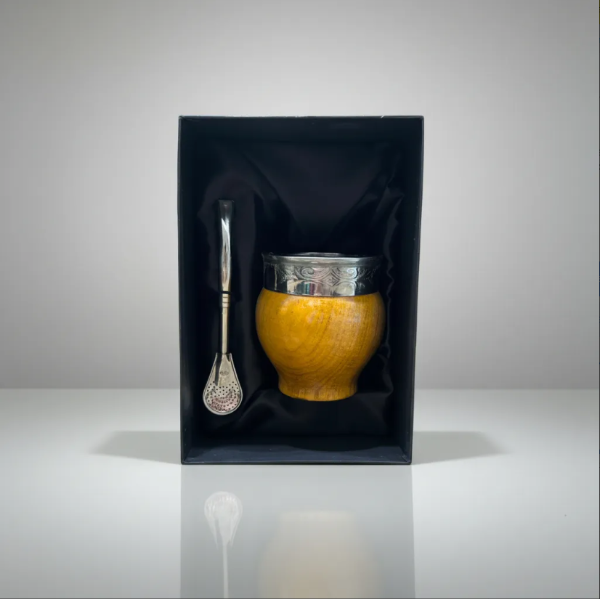 Producto - Mate Imperial Algarrobo + Bombilla Pico de Loro + Caja de regalo