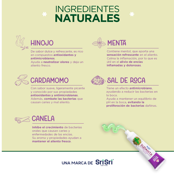 Producto - PASTA DENTAL ENCÍAS SANAS - SUDANTA - SRI SRI - 2