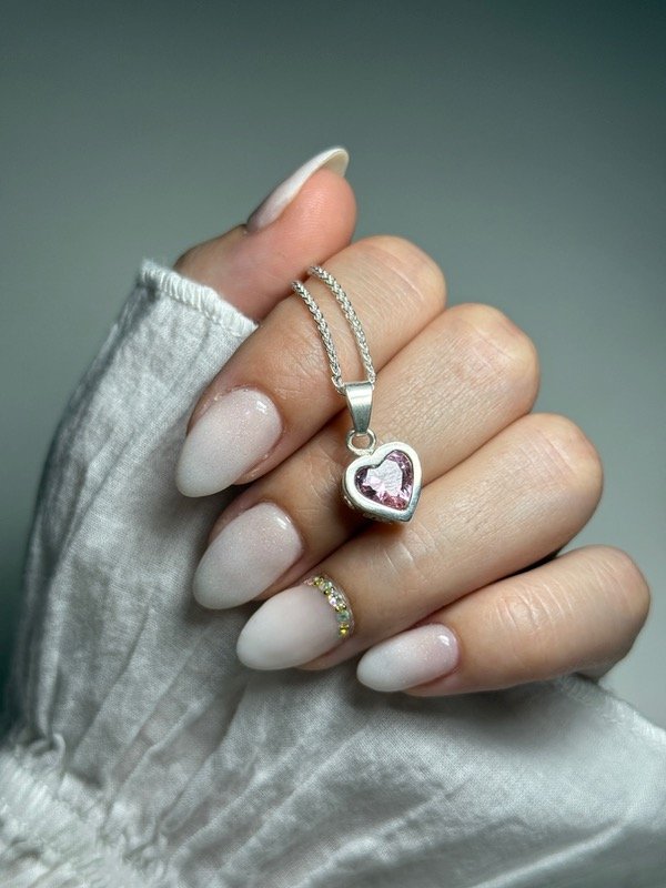 Producto - Dije piedra corazón rosa - 3