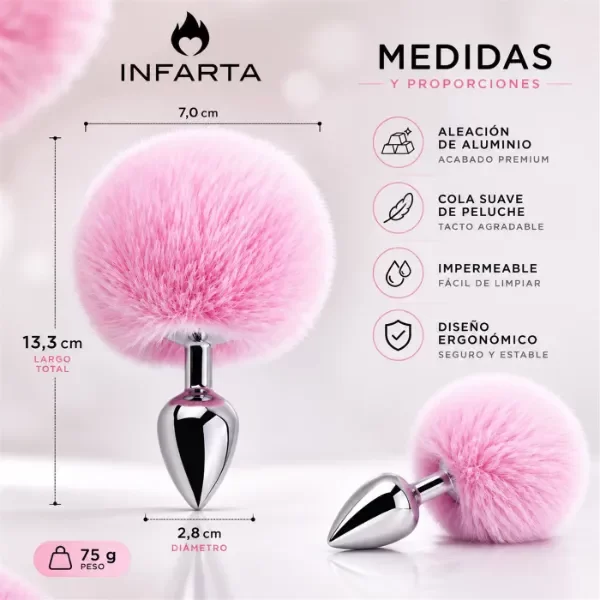 Producto - PLUG ANAL COLA CONEJO ROSA SMALL - 1