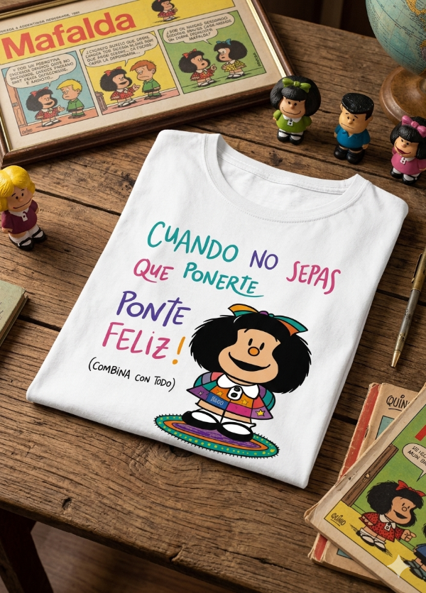 Producto - Remera Mujer Mafalda Ponte Feliz