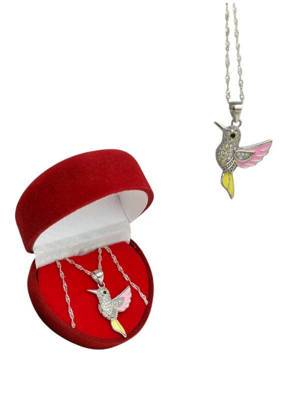 Producto - Conjunto Colibrí Rosa Plata 925
