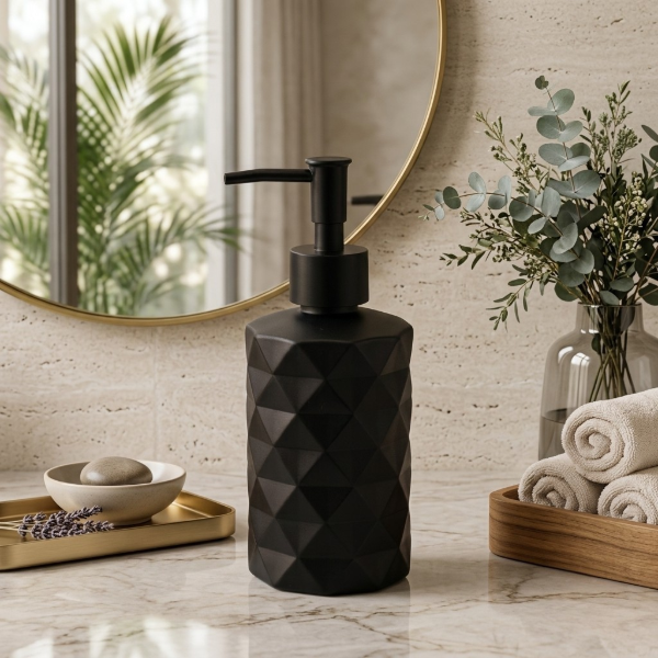 Producto - DISPENSER DE JABON LIQUIDO DE VIDRIO GEOMETRICO 400ML - 2
