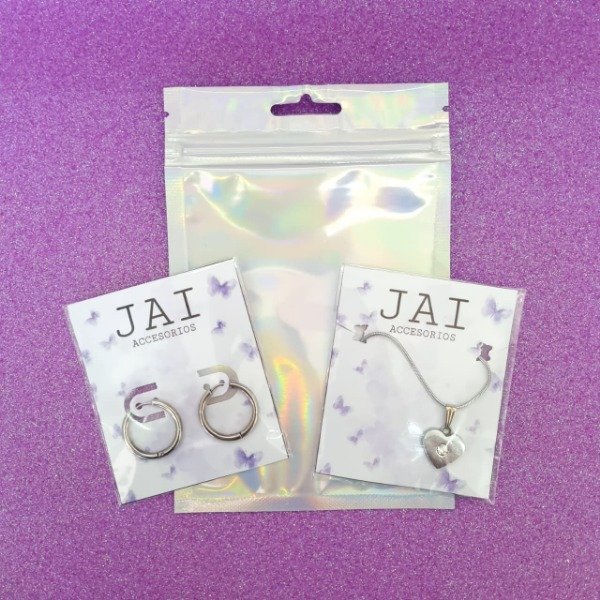 Producto - Argollas lisas + collar corazón