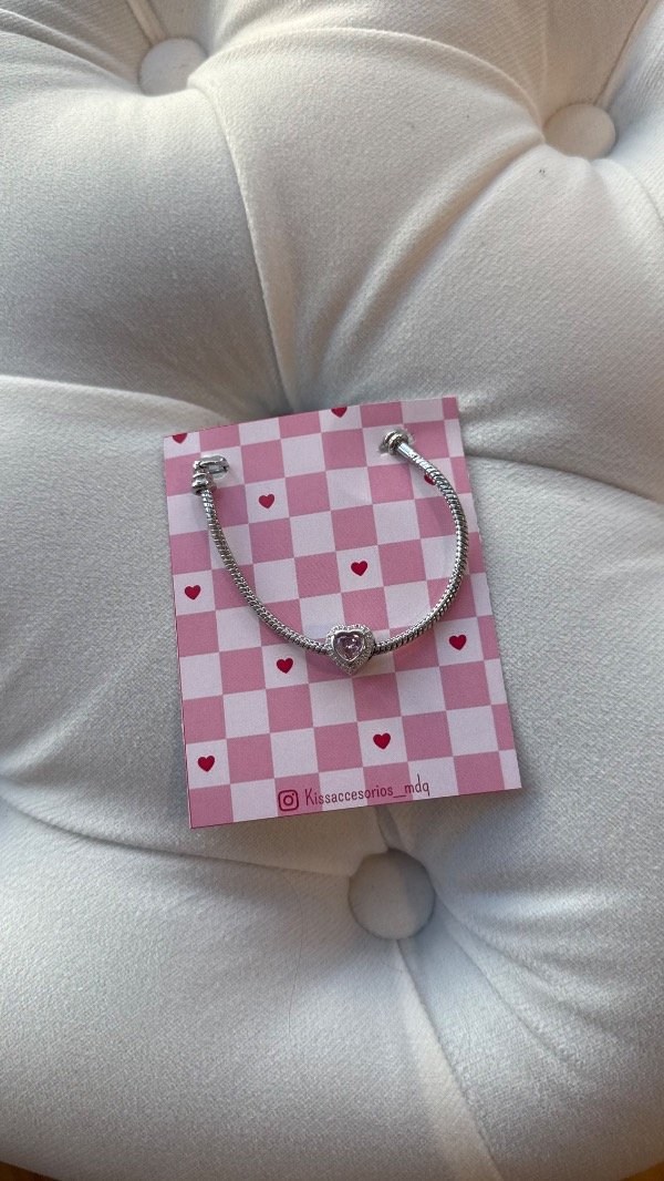 Producto - Pulsera tipo Pandora con caharm rosa