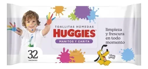 Producto - TOALLITAS HÚMEDAS HUGGIES "MANITOS Y CARITA" 32 U