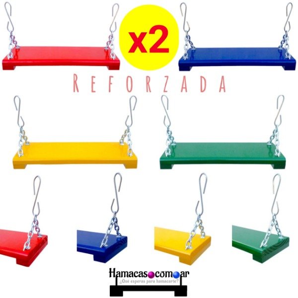 Producto - Hamaca de madera COLOR con herrajes y salida de cadena Combo X2 ENVÍO GRATIS