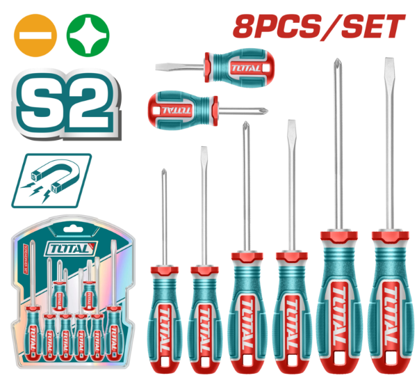 Producto - JUEGO DE DESTORNILLADORES CORTOS Y LARGOS (8 PZS) - S2 - TOTAL