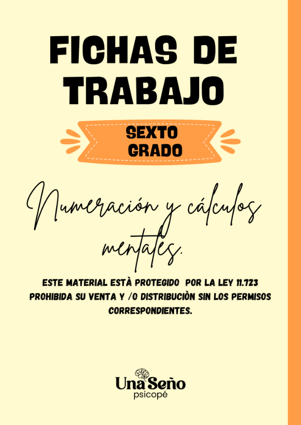 Producto - NUMERACION Y CALCULOS MENTALES SEXTO GRADO MARZO 2026