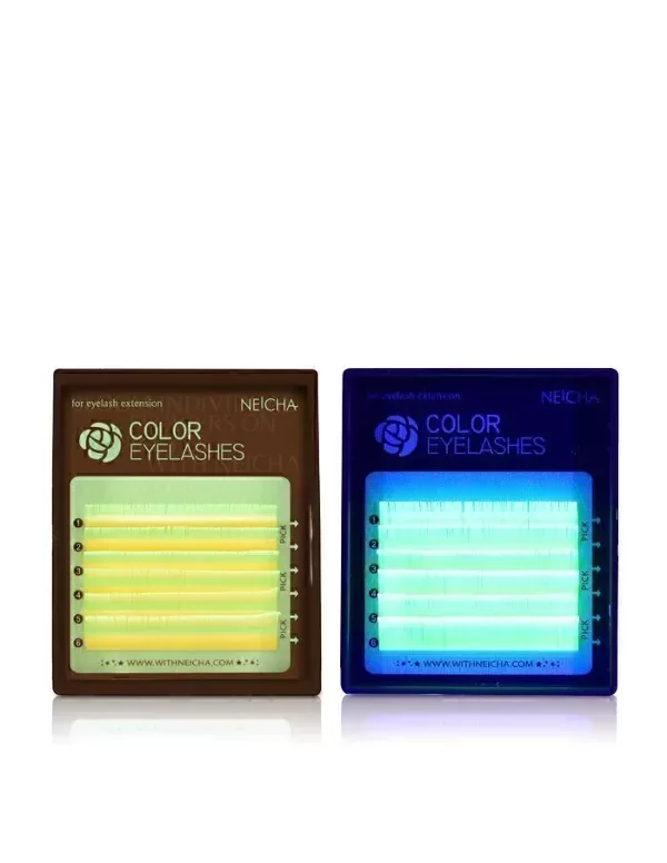 Producto - Extensiones Color FLUORESCENTE - Yellow C 0.07 MIX x 6 LÍNEAS