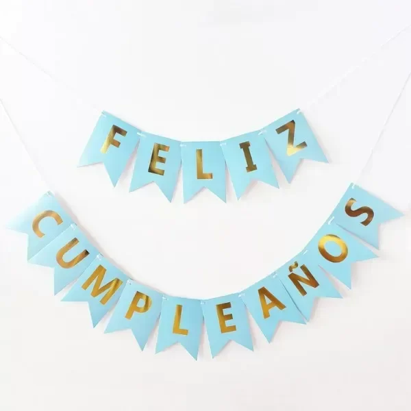 Producto - Banderin Feliz Cumpleaños Letra Dorada