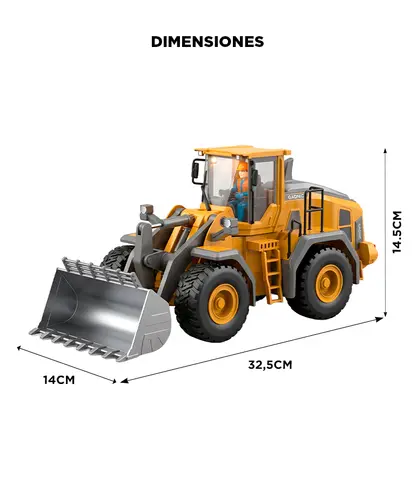 Producto - Bulldozer Camión Con Pala Excavadora Control Remoto Con Luces Y Sonido Para Niño - 5