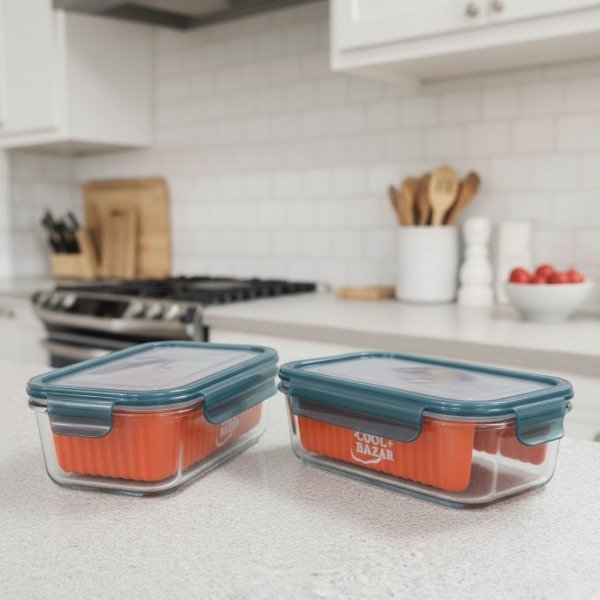 Producto - SET DE 2 HERMETICOS RECTANGULARES 1040 ML Y 370 ML BOROSILICATO GRUESO - 0