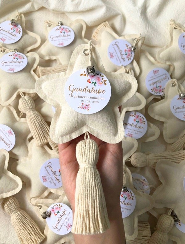 Producto - Souvenir estrella de tela color natural X 10 unidades