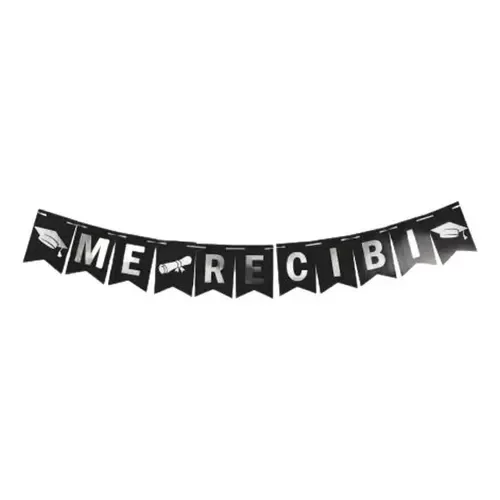 Producto - Banderín Me recibí negro con plateado - 1