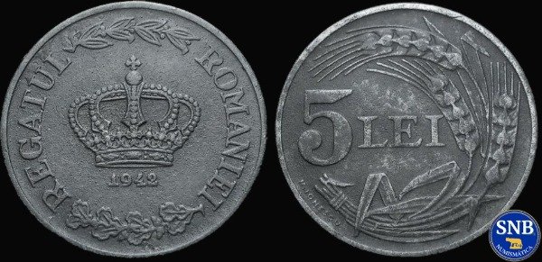 Producto - Reino de Rumanía - 5 Lei (1942) KM #61 - Alianza con el Eje
