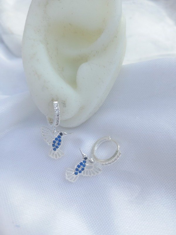 Producto - argollitas colibrí blancas (azul)