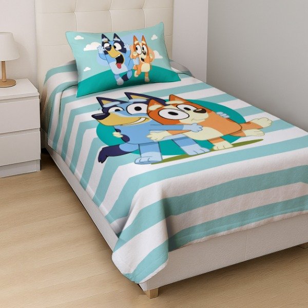 Producto - Cubrecama + Funda BLUEY RAYAS