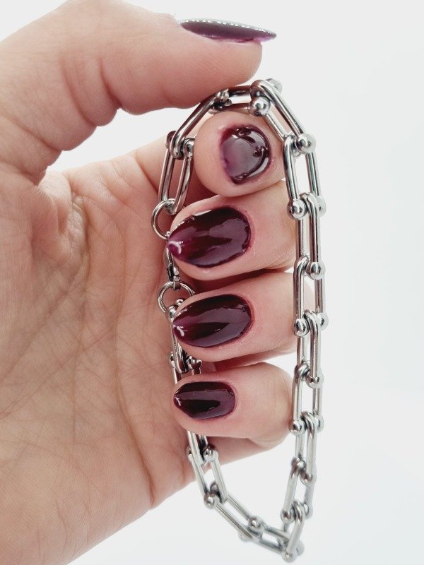 Producto - Pulsera acero quirurgico clip entrelazado plat liso