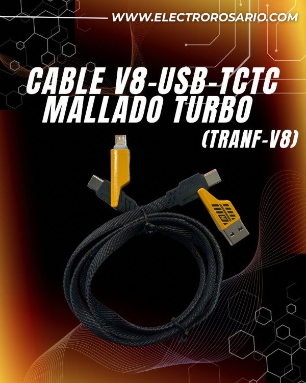 Producto - CABLE V8 - USB + TCTC MALLADO TURBO (TRANF-V8)