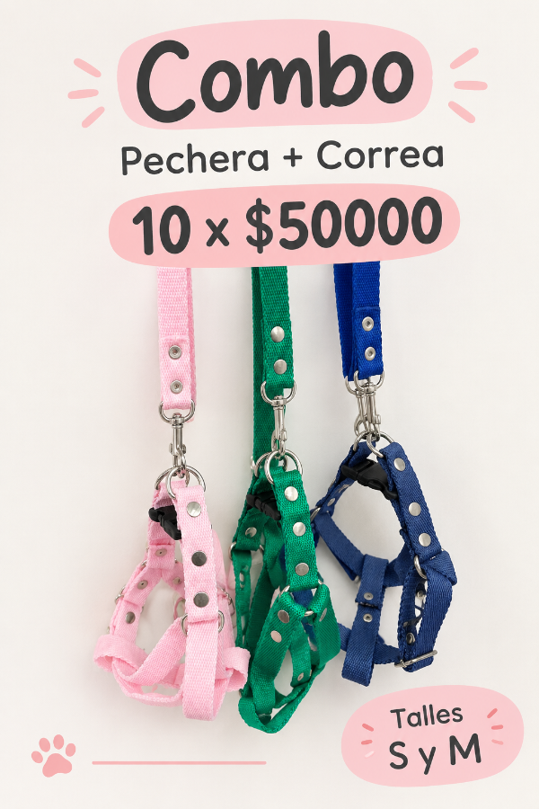Producto - Combo pechera + correa S y M - 0