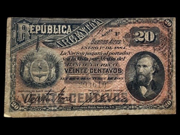 Producto - Argentina (1884) 20 Centavos. Roca - Pacheco