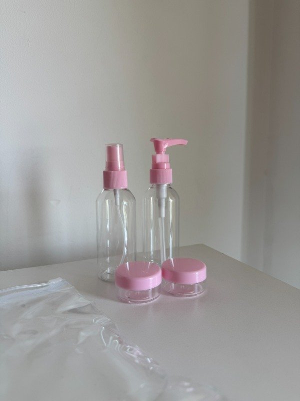 Producto - KIT 4 CONTENEDORES PARA VIAJE (ROSA)