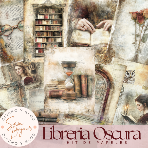 Producto - Kit de papeles: Libreria Oscura