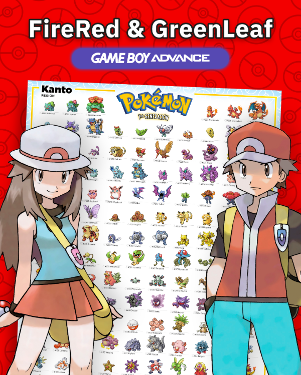 Producto - Poster / Pokémon 1ra Gen. Los 151 de Kanto para Nintendo GameBoy Advance