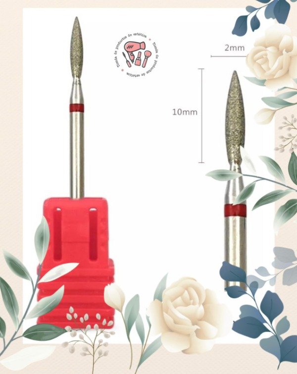 Producto - Fresa Flama Diamantada Manicura Rusa cinta roja