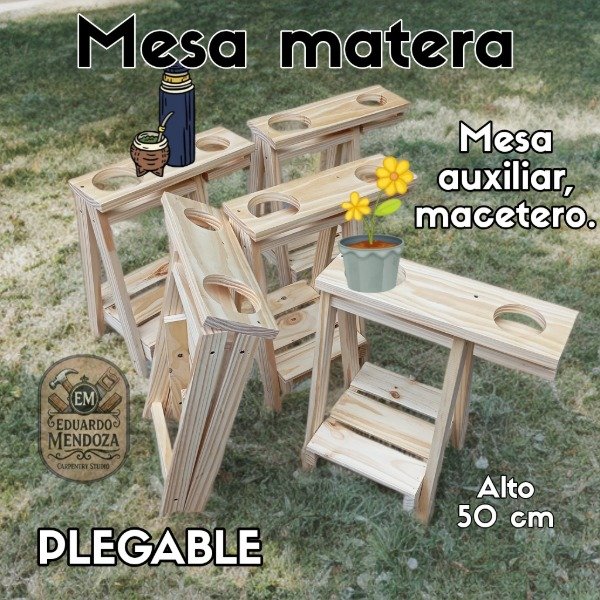 Producto - Mesa matera plegable, macetero, camping exterior 50 cm