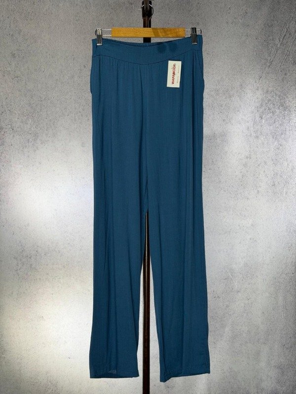 Producto - PALAZO MARIA PETROLEO LINO ELASTIZADO CINTURA