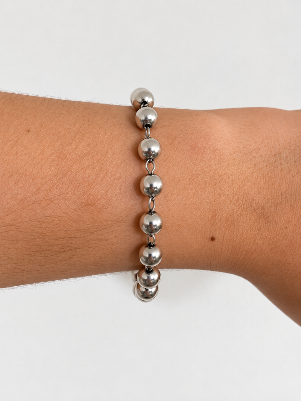 Producto - Pulsera eslabones bolitas grandes en el centro y medianas alrededor plata 925