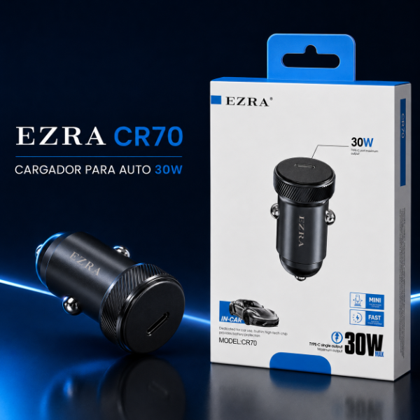 Producto - Adaptador Metalizado Para Auto de Carga Rapida de 30W TPC CR70. - 2